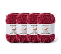 4 Pack Burgundy Fluffy Velvet Yarn for Crocheting, Chunky Chenille Baby Blanket Yarn for Crochet, Soft Fuzzy Puzzle Yarn for Knitting, (50g/1.77oz Each) Bulky Thick Amigurumi Crochet Yarns