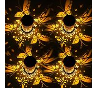 4 Pack Butterfly Solar Lanterns, Garden Ornaments Outdoor Solar Lanterns for Mum, Unique Gardening Presents Birthday Gifts for Nan Grandma Mom Women