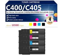 (4 Pack) C400/C405 Toner Cartridges Extra High Yield for Xerox VersaLink C400N C400DN C400DNM VersaLink C405 Printers, High-Volume Printing, Sharp Prints, 10500 Pages,BCMY-1 pack