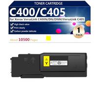 (4 Pack) C400/C405 Toner Cartridges Extra High Yield for Xerox VersaLink C400N C400DN C400DNM VersaLink C405 Printers, High-Volume Printing, Sharp Prints, 10500 Pages,Yellow-1 pack