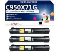 (4 Pack) C950X71G Toner Cartridges Extra High Yield for Lexmark C950 X950 X952 X954 Printers, High-Volume Printing, Sharp Prints, 30000 Pages,Black-3 pack