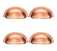 4 Pack | Cabinet Cup Pull Handle - 91 x 45mm - 76mm Fixing Centres - Satin Copper | Pull Handle for Lightweight Internal Cupboard Doors - Metal Cabinet Cup Pull Handle - Kitchen Drawers