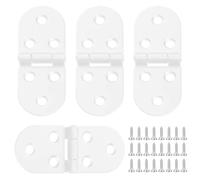 4-Pack Cabinet Hinges: Folding Flap & Flip, Folding Table Butler Tray Flap Hinges with Screws, 180° Round Edge, Suitable for Furniture & Drawer (White)