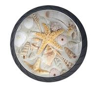 4 Pack Cabinet Knobs Seashells on a Sandy Beach Round Drawer Dresser Handles Pull with Screws for Cupboard Wardrobe Furniture Home Kitchen Office