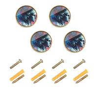 4 Pack Cabinet Pulls and Knobs Lady Liberty Presidents Day Art Cabinet Knobs Gold for Cupboards 1.26 Inch