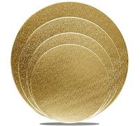 4 Pack Cake Boards Golden Round Cake Circles 6, 8, 10, 12 Inch Cake Base Cardboard, 1 of Each Size Set for Baking Cake, Gold