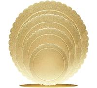 4 Pack Cake Boards Golden Round Cake Circles 6, 8, 10, 12 Inch Cake Base Cardboard, 1 of Each Size Set for Baking Cake, Gold