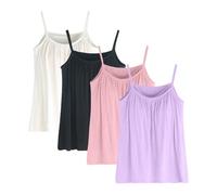 4 Pack Camisole Tops for Women Built in Padded Bra Plus Size Sleeveless Spaghetti Strap Top Summer Casual Flattering Tops to Hide Tummy Everyday Maternity Clothes for Women UK