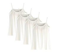 4 Pack Camisole Tops for Women Built in Padded Bra Plus Size Sleeveless Spaghetti Strap Top Summer Casual Flattering Tops to Hide Tummy Everyday Maternity Clothes for Women UK White
