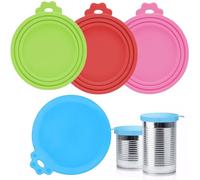 4 Pack Can Lids for Tins Reusable, Silicone Can Covers 4 Assorted Colours BPA Free Airtight Sealed Can Tops Universal Fits 3 Standard Size for Dog, Cat, Pet & Human Food Tins