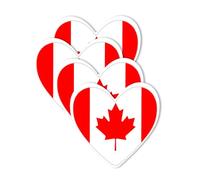 4 Pack Canada Flag Heart Waterproof Matte Vinyl Sticker Paper Canadian Team