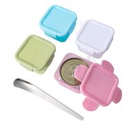 4 Pack Canned Cat Food Storage Container with Clip-Lock Lid & Stainless Steel Spoon, Reusable Leakproof Airtight Cover Lid Pet Food Sealer for 60g,70g,75g,85g Tins/150ml Dry Wet Foods
