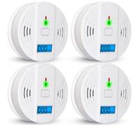 4 Pack Carbon Monoxide Detectors,Portable CO Alarm with LED Display for Home Travel,CO Detector Monitor Battery Powered with Test Button&85dB Sounding Alarm(Not included AA Batteries)