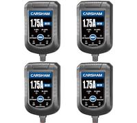 [4-Pack] CARSHAM Trickle Battery Charger 6V 12V Smart Float Charger Automatic Maintainer for Car Motorcycle Lawn Mower Tractor Automotive ATV Lead Acid and Lithium Batteries