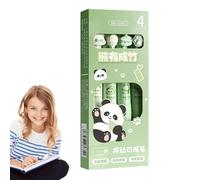 4-Pack Cartoon Animal Erasable Pens With Panda & Bear Design - 0.5mm Smooth Writing Student Pens | Anti-Slip Cute Stationery For Teachers Office | Black Ink 14x1.5x1.5cm 60g