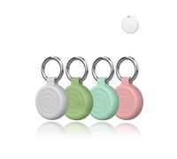 (4 Pack) Case for apple AirTag 2 Key Finder - Durable, Eco-Friendly Silicone, Shockproof, Easy-to-Remove and Anti-Lost Design, Fresh and Natural Style (White, Green, Teal and Pink)