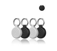 (4 Pack) Case for apple AirTag 2 Key Finder - Durable, Eco-Friendly Silicone, Shockproof, Easy-to-Remove and Anti-Lost Design, 2 Black & 2 White