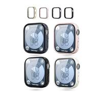 4 Pack,Case for Huawei Watch Fit 4,daunke Ultra Slim Full Coverage Hard PC Proctective Cover,Shockproof,Scratch Resistant,Sturdy and Durable,Black+White+Pink+Blue