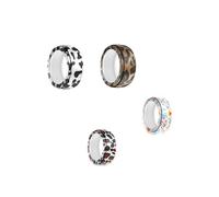 (4 Pack) Case for OURA Ring 4, yystao Silicone Protecive cover Fit M size(10/11/12/13/14/15) - Lightweight, Scratch-resistant, Black cow,leopard print,Colourful Leopard,Flowers and plants