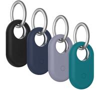 4 Pack Case for Samsung Galaxy SmartTag2 Holder, Soft Silicone Case with Keychain Anti-Lost Scratch Resistant Protective Cover Accessory for Galaxy Smart tag2 (Black+Blue Grey+Navy Blue+Dark Green)