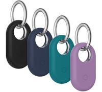 4 Pack Case for Samsung Galaxy SmartTag2 Holder, Soft Silicone Case with Keychain Anti-Lost Scratch Resistant Protective Cover Accessory for Galaxy Smart tag2 (Black+Navy Blue+Dark Green+Violet)