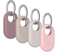 4 Pack Case for Samsung Galaxy SmartTag2 Holder, Soft Silicone Case with Keychain Anti-Lost Scratch Resistant Protective Cover Accessory for Galaxy Smart tag2 (Stone+Smoke Violet+Starlight+Pink)