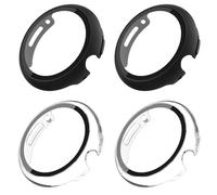 4 Pack Cases for Google Pixel Watch 3/2/1 41mm Screen Protector, 9H Tempered Glass Film Hard PC Bumper Full Coverage Scratch Resistant Bumper Protective Replacement Cover
