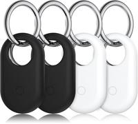 4 Pack Cases for Samsung Galaxy Smart Tag 2 Cases, Soft Silicone Samsung Smarttag2 Case with Keychain, Secure GPS Tracker Protective Cover Holder for Backpacks, Keys,Luggage, Wallet