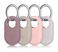 4 Pack Cases for Samsung Galaxy Smart Tag 2 Cases, Soft Silicone Samsung Smarttag2 Holders with Keychain, Secure GPS Tracker Protective Cover Holder for Backpacks, Keys,Luggage, Wallet