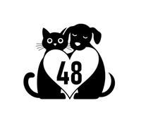 4 Pack Cat and Dog Love Heart House Number Wheelie Bin Sticker - Personalised Waterproof Dustbin Decal - Easy to Apply (17cm x 14cm (6.7" x 5.5"))