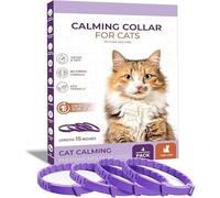4 Pack Cat Calming Collar, 15 Inches Cat Pheromone Diffuser with Long-Lasting 30-Day Effect, Size Adjustable Waterproof Calming Collar for Cats (Purple)