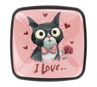 4 Pack Cat Confess Love Black Cabinet Knobs Black Single Hole Drawer Square knob Kitchen Cabinet and Drawer Pulls Handle Hardware