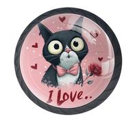 4 Pack Cat Confess Love Cabinet Knobs, Decorative Drawer Pulls for Trendy Cabinets, Dresser Knobs Hardware Handles for Cabinets and Drawers, 1.37”