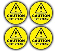 4 Pack - Caution Hot Steam Stickers - Waterproof Vinyl Safety Decals Labels - 50mm x 50mm