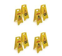 4 Pack Caution Wet Floor Signs - Yellow Folding Plastic Safety Cones, Cleaning in Progress Warning, Double-Sided, Indoor/Outdoor Use,