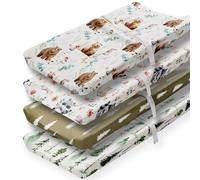 4 Pack Changing Pad Covers Woodland Forest Animals Wood Neutral Unisex Fitted Baby Changing Pad Cover Set for Baby Boys or Girls (Cartoon beer)