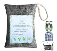 4 Pack charcoal odor absorber,Bamboo Charcoals Air Purifying Bag Charcoals Deodorizer Eliminator for Strong Odors in Car, Closet, Shoe, Basement (250G*4 Pack Gray, Unscented)