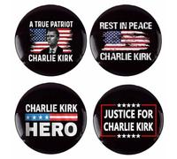 4 Pack Charlie Kirk A True Patriot Pray Justice Assassination Shooting Hero Freedom Merch Pins And Button Circle Badges Round Chest Pins Brooch Decor