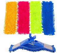 4-Pack Chenille Mop Replacement Pads 40x12cm Microfiber Flat Mop Heads Washable Reusable Pads for Multi-Surface Floors 4 Colors