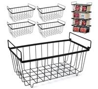 4 Pack Chest Freezer Baskets - Stackable Freezer Organiser for 198L Chest, Storage Basket Pantry with Foldable Handles for Kitchen Cabinets Pantry, Sort Frozen Foods and Save Space, Easy to Get Items