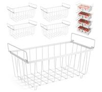 4 Pack Chest Freezer Baskets - Stackable Freezer Organiser for 198L Chest, Storage Basket Pantry with Handles for Kitchen Cabinets Pantry, Sort Frozen Foods and Save Space, Easy to Get Items, White