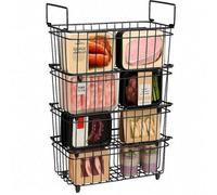 4 Pack Chest Freezer Wire Storage Baskets With Handles Stackable Organiser