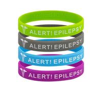 4 Pack - Children's Alert Epilepsy Silicone Medical Awareness Wristband Epileptic UK (18cm Medium)