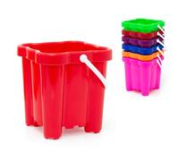 4-Pack Childrens Sandcastle Buckets | Colourful Castle Mould Buckets for Kids | Sturdy Beach & Sandpit Toys with Handle - 16cm