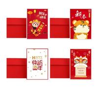 4 Pack Chinese New Year Cards 2024 with Envelopes 4 Different Patterns Chinese Spring Festival Greeting Card for Business Families Friends Loved Ones