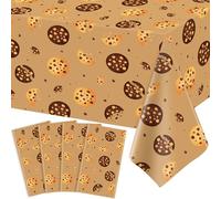 4 Pack Chocolate Chip Table Cloth Cookie Birthday Party Tablecloth Disposable Biscuit Taco Table Covers Cookie Monster Decorations for Afternoon Tea Coco Dining Room Girl Scout Rally Supply 51 x 86 IN