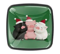 4 Pack Christmas Cute Pig Black Cabinet Knobs Black Single Hole Drawer Square knob Kitchen Cabinet and Drawer Pulls Handle Hardware