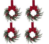4 Pack Christmas Decorations Artificial Wreaths for Front Door,2025 New Large Elegant Wreath,Artificial Green Wreaths for Walls Windows Porches Farmhouse Home Indoor Outdoor Christmas Party Decor