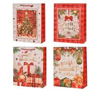 4 Pack Christmas Gift Bags,Multipack Xmas Presents Wrapping Shopping Bag Cute Small Size Kids Adult Gifts Present Wrap Candy Box Friends Giftbags,for Cheistmas Holiday Event Party 18*23*10cm (Colour)