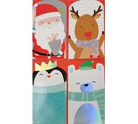 4 Pack Christmas Money Wallets for Kids with Envelopes - Cute Festive Gift Card Holders - Santa, Reindeer, Penguin & Polar Bear Designs - Holds Cash, Vouchers or Gift Cards - 16 x 9 cm